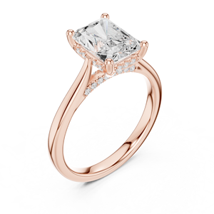 Anillo Halo Oculto con Diamante Cultivado en Laboratorio de 2 Quilates, Corte Radiante, Color E, Claridad VS, Oro Sólido de 14K, Anillo de Compromiso Clásico para Mujer, Certificado IGI - Product Image 5