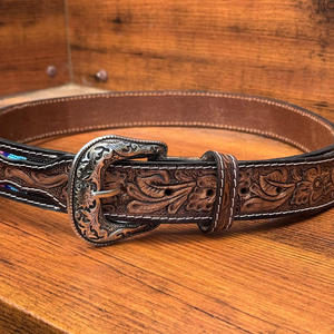 Cinturón con cuentas de cuero de vaca occidental para hombres y mujeres con diseño de herramientas manuales y hebilla ajustable duradera - Product Image 2