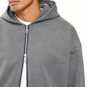 Sudadera con capucha y cremallera completa con logo personalizado, para fitness, con impresión digital, impermeable, unisex, estilo casual urbano, personalizable, para hombre, al por mayor - Product Image 2