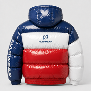 Veste matelassée unisexe à capuche, coupe-vent, color block, coupe régulière, en polyester épais, style streetwear - Product Image 2