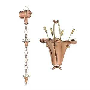 Chaîne de pluie en cuivre à motifs complexes avec design antique mi-siècle moderne, résistante aux intempéries, artisanat fait main d'Inde - Product Image 5