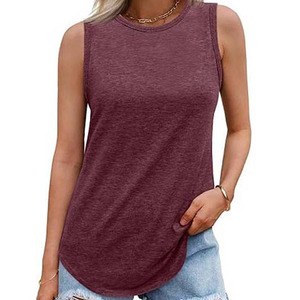 Chaleco sin mangas para mujer, con estampado digital, cuello redondo, corte holgado, fabricado por OEM, con logotipo personalizado, para uso casual de verano, al por mayor. - Product Image 1
