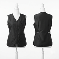 Veste de barbier pour femmes, veste de travail sans manches en polyester premium 180 GSM, fermeture éclair sur le devant, broderie personnalisée, logo imprimé, uniforme de salon de beauté