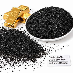 Carbón de alta adsorción, malla 6x12, grado oro, para proceso CIP/CIL, lixiviación de oro, bolsas de 25 kg/PP, para proyectos mineros gubernamentales en África - Product Image 1
