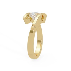 Anillo Abierto Geométrico de Oro Amarillo de 14K con Diamante Cultivado en Laboratorio de Corte Princesa de 1.10 CT - Product Image 3
