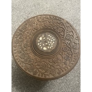 Handcrafted Sheesham Wood Carved Decorative <b>Plate</b> with Inlay | Wholesale - Product Image 1
