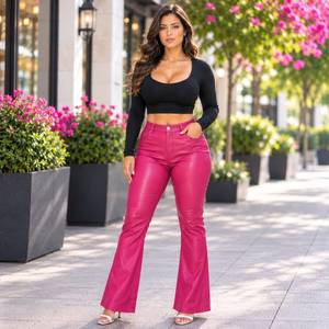 Custom Women <b>Leather</b> Pants Relaxed Fit Soft <b>Leather</b> Casual <b>Trousers</b> Bulk Order Factory Direct Production <b>Trousers</b> for Ladies - Product Image 4
