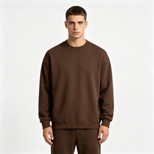 Sweat-shirt col rond essentiel surdimensionné en coton 100% 350 g/m² couleur unie pour l'hiver, personnalisable, best-seller, avec étiquette privée OEM complète - Product Image 1