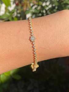 Pulseras de tenis con diamantes cultivados en laboratorio redondos de 2 quilates, oro macizo de 10K, 14K, 18K, engaste de garras, 7 pulgadas, solitario, para novia, uso diario, joyería fina de lujo - Product Image 1