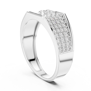 Anillo Monarca Pavé con Diamantes Cultivados en Laboratorio, Oro Blanco de 18K con Baño de Rodio, Certificado, para Boda, Compromiso, Regalo, Uso Diario, para Hombre - Product Image 2