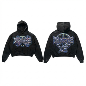 Sudadera con Capucha Premium para Hombre, 420 GSM, Algodón y Poliéster, Felpa Cepillada, Color Negro Lavado, con Logotipo Personalizado en Silicona - Product Image 1