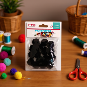 Ilan Pompon 2,5 cm Nero 15 Pezzi Forniture per Artigianato - Product Image 2
