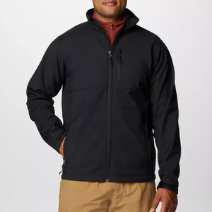 Chaqueta con Capucha Unisex Negra de Forro Polar, Cuello Alto, Cierre de Cremallera, Resistente al Viento, Informal, para Invierno, de Poliéster Tejido, con Logotipo Frontal - Product Image 1