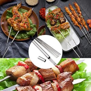 Spiedini per Barbecue Lunghi e Piatti in Acciaio Inox 304 da 37,6 cm, 20/40 Pezzi, Spiedini per Kebab Riutilizzabili, Accessori BBQ Portatili con Contenitore in Metallo - Product Image 5