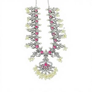 สร้อยคอทองเหลืองชุบแพลตตินั่มประดับเพทายดีไซน์หรูหราสำหรับผู้หญิง ชุดเครื่องประดับงานแต่งงานสไตล์โบฮีเมียน โมนาลิซ่า โซ่แบบธรรมชาติ - Product Image 1