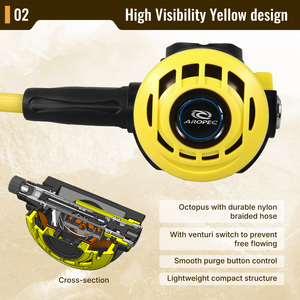 Aropec Altair Diving Regulator PVC Adjustable Durable Nylon Braided Hose Octopus Compact Lightweight Diving Equipment for diving - Product Image 4