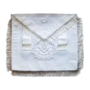 Freemason Master Blue Lodge Belt Ethnic Velvet All <b>White</b> Wreath Fringe Tassels Custom Logo Custom Size Needle Detection for All - Product Image 1