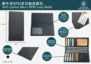 [Hot Item] Castello Top Quality Saffiano Leather Long <b>Wallet</b> Men's Women's Navy Grey Green Black - Product Image 6