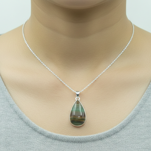 Collar con Colgante de Fluorita Arcoíris Natural en Forma de Pera, Plata 925, Chapado en Oro Rosa y Oro Amarillo, Joyería de Cristal Curativo para Ella y Él - Product Image 6