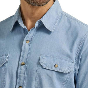 เสื้อเชิ้ตแขนยาวผู้ชายแบบคลาสสิก ทออย่างประณีต ให้สไตล์เหนือกาลเวลา เหมาะสำหรับใส่ทำงานและใส่ลำลอง คุณภาพดี ผลิตจากผ้าเดนิม - Product Image 5