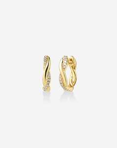 Twist Round Cut Lab Diamond <b>Hoop</b> <b>Earrings</b> 10K 14K 18K <b>Solid</b> Gold Pave Set Snap post Minimalist Everyday Wear Mini Chunky Huggies - Product Image 5