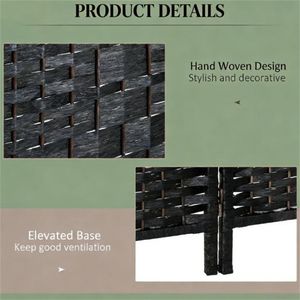 Paravento Pieghevole a Quattro Pannelli Nero, Divisorio per Camera da Letto, Separatore per Ambienti - Product Image 3