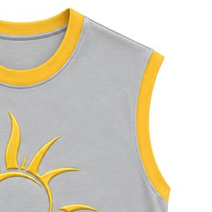 Gray And Yellow Sleeveless Tank Top With Sun Graphic Design Women Casual Summer Cotton Vest Round Neck Custom Fashion Tops OEM - Product Image 6