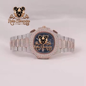 Reloj de Lujo con Diamantes Moissanite para Hombre, Reloj de Pulsera de Moda Premium con Construcción Duradera de Acero Inoxidable, Ajustable - Product Image 3