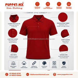 Camiseta de Manga Corta Tipo Polo Color Granate de Primera Calidad, Uniforme Escolar para Niños, 100% Poliéster y Algodón - Product Image 6