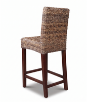 Tabouret de bar moderne en rotin naturel, chaise de comptoir à dossier haut en osier, vente en gros, pour extérieur et intérieur, pieds en bois, tabourets de bistrot et de café