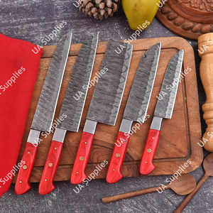 OEM/ODM Support Customized Damascus Steel 5 Pcs Handmade Chef <b>Knives</b> <b>Set</b> Pakka Wood Handles 58 HRC Razor <b>Sharp</b> - Product Image 2