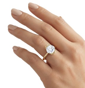 Bague de fiançailles et de mariage en or massif 10K 14K 18K avec demi-diamant rond et diamant de laboratoire rond de 0,3 carat F-VS - Product Image 5