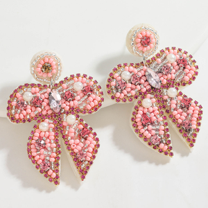 New Elegant Bohemian Beads Women's Classic <b>Sweet</b> Pink Rice Beads Beads Rhinestone Bow Women's BY MULTI CRAFT - Product Image 3