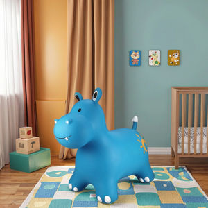 Vente en gros de trémie gonflable pour animaux de la ferme, jouet gonflable plein d'entrain pour enfants, hippopotame bleu - Product Image 2