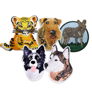 Милые нашивки из утюга для собаки, вышитые тканевые Цветочные/сердечные/круглые для украшения шляпы - Product Image 2