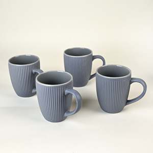 <b>Slate</b> Blue Glazed Ceramic Mug Set of 4 400/600ml Capacity Microwave Safe Sublimation Printing Custom Tea Mug with Gift Box - Product Image 3