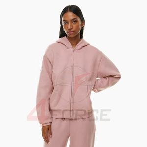 Sudadera con capucha con cremallera de tela de gofre de alta calidad de nuevo estilo con cremallera de alta calidad 100% algodón 500 GSM mujeres zip up sudaderas con capucha desgastadas - Product Image 1