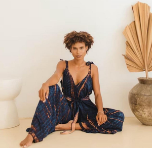 Traje de Baño para Playa |   Pantalones Harem Estilo Streetwear |   Elegante Camiseta Personalizada con Cuello en V, Bloques de Color, Lavada, Verano, 100% Algodón - Product Image 1