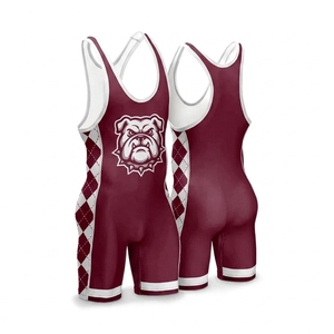Combinaisons de lutte personnalisées, une pièce, sans manches, unisexe, 100% polyester, imprimées par décharge, uniformes de lutte, faible MOQ, OEM - Product Image 3