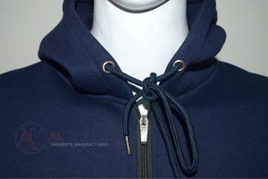 เสื้อฮู้ดซิปผู้ชายสีกรมท่า ผ้าฝ้ายฟลีซ 430 กรัม มีกระเป๋าหน้า ปักโลโก้ ทรงโอเวอร์ไซส์ ใส่สบาย ระบายอากาศได้ดี เสื้อสเวตเชิ้ตลำลอง - Product Image 3