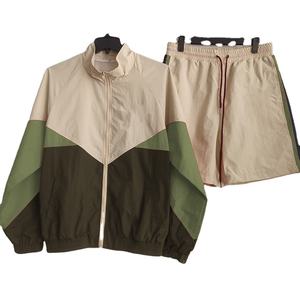Custom High Quality Casual Breathable <b>Retro</b> Zip Windbreaker Shorts for Men and Women Nylon <b>Tracksuit</b> Set for Summer - Product Image 1