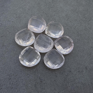 Quartz Rose Naturel, Pierre Précieuse Calibrée en Forme de Cœur à Taille Checker, Pierre Libre pour Bijoux - Product Image 5