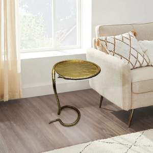 Contemporary <b>Gold</b> Metal <b>Side</b> <b>Table</b> With Sleek Design And Strong Base For Premium Home Furniture Collection - Product Image 3