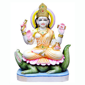 Statue en marbre de Ganga Maa |   Murti de la déesse Ganga artisanal avec Makara – Maliyas - Product Image 1