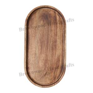 Best Selling Customized Design Natural Mango Wood Serving Tray Wooden Oval Shape Tabletop Platter for Serving and Decor - Product Image 1