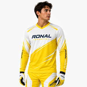 Maillot de motocross RONAL SPORTS à manches longues jaune et blanc, sublimation, séchage rapide, unisexe, adulte, vêtements de course moto, maillot de motocross à séchage rapide - Product Image 3