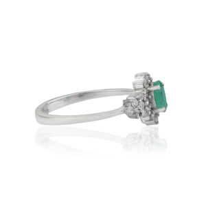 Beautiful Vintage Inspired 925 Sterling <b>Silver</b> 100% Genuine <b>Emerald</b> & Diamond Cluster <b>Ring</b> For Women's Party Wear - Product Image 5