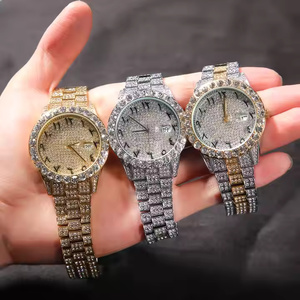 Montre pour homme en quartz avec diamants en moissanite de qualité supérieure, boîtier en alliage, bracelet en acier inoxydable de 5 mm d'épaisseur, style de luxe et tendance - Product Image 1