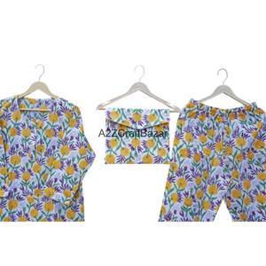 Conjunto de Pijama de Verano para Mujer con Estampado de Bloques, Ropa de Dormir Cómoda con Elegante Camisón - Product Image 4