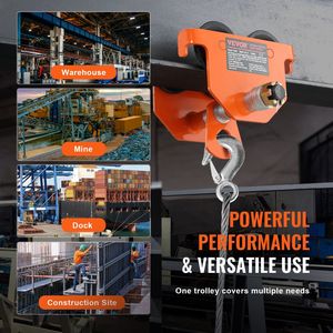 Carrello Manuale con Capacità di Carico di 3 Tonnellate/6600 Libbre, Ruote Doppie, Larghezza Flangia a I Regolabile da 2,5 a 8 Pollici per Carrelli e Trolley - Product Image 6